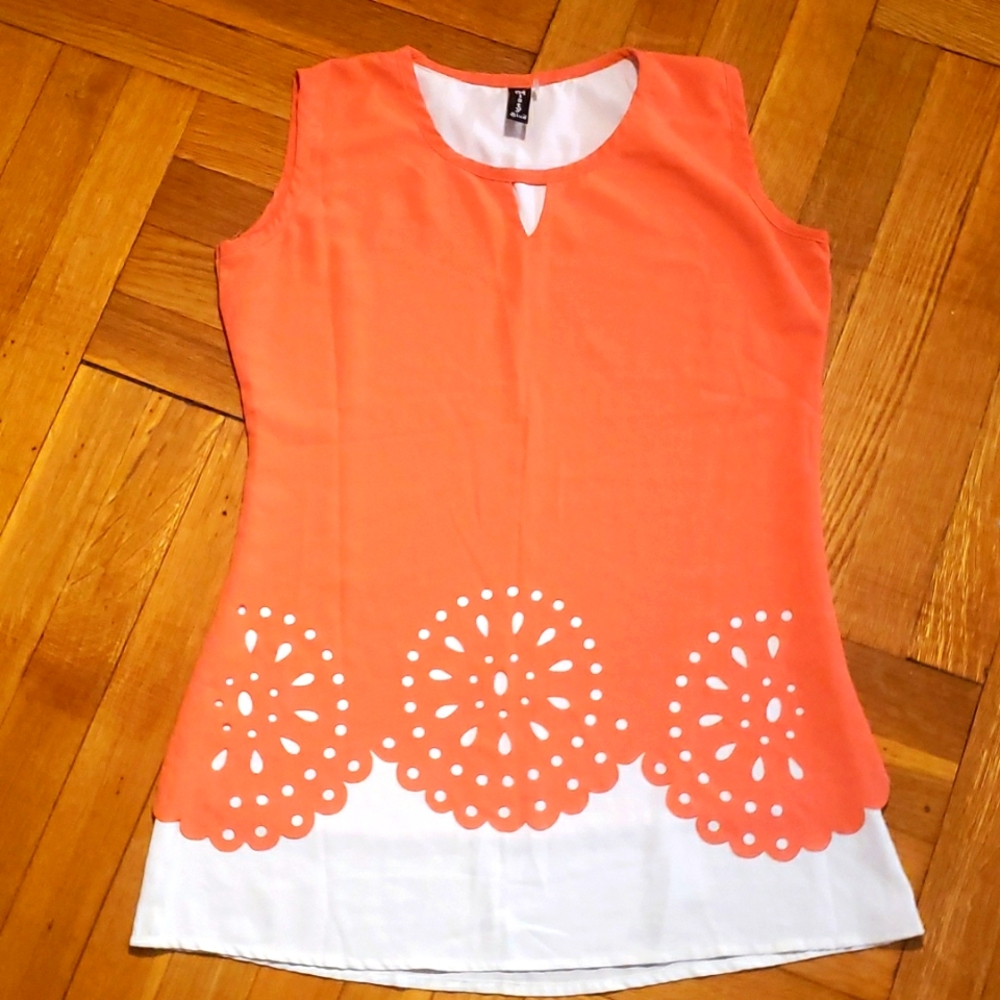 "Misty" Orange / White Blouse 🧡🤍